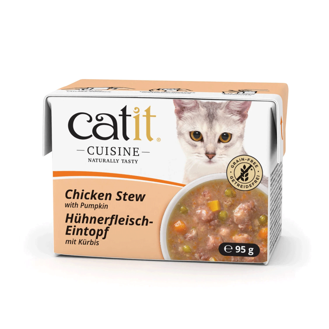 Υγρή τροφή Catit Cuisine σε στιφάδο κοτόπουλου με κολοκύθα για γάτες 95 gr.