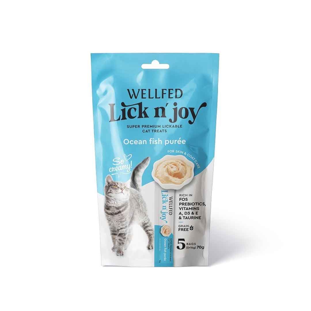 Pet Interest Wellfed Lick N' Joy Ocean Fish (5x14gr) Κρέμα σε Σωληνάριο με Ψάρια Ωκεανού
