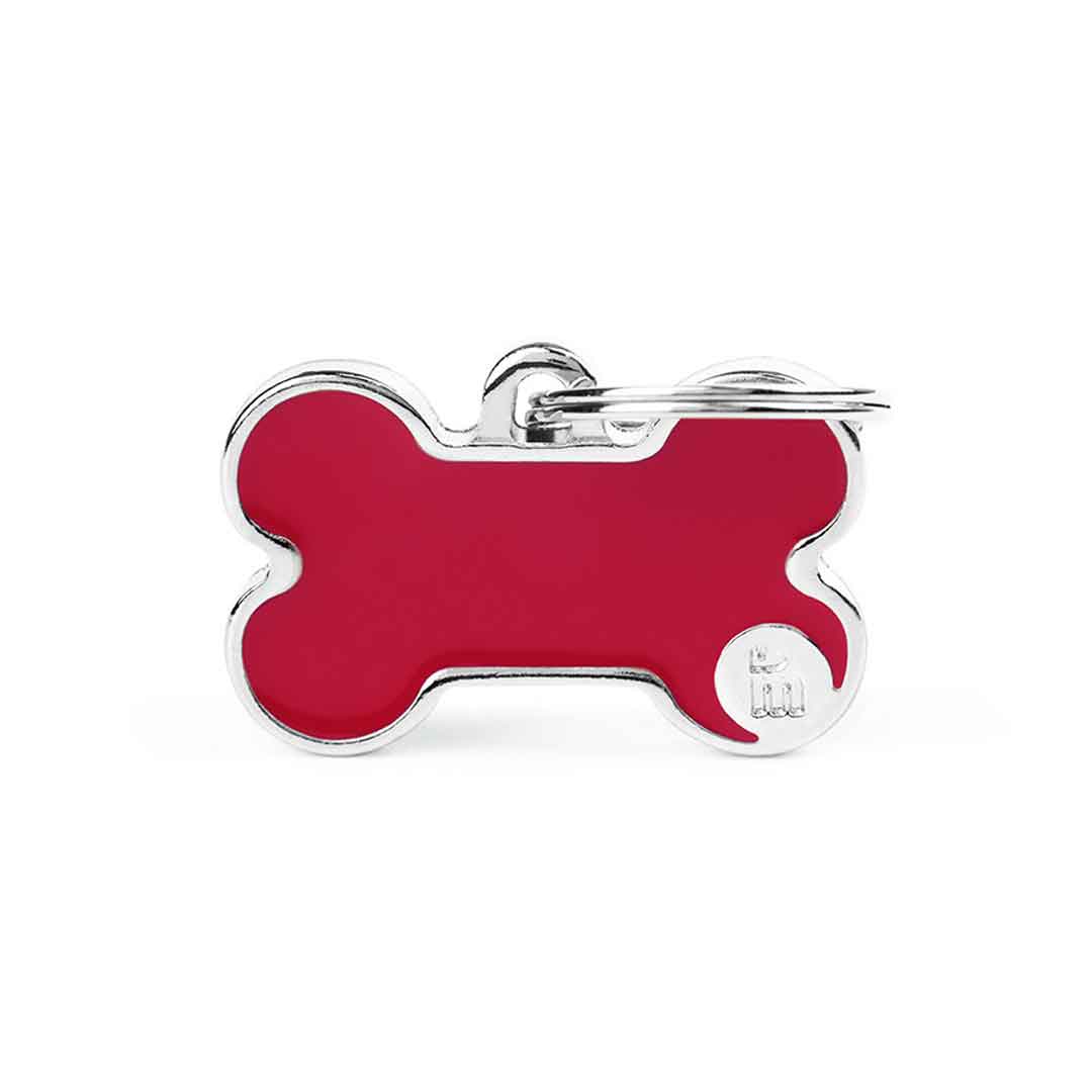 My Family Basic Handmade Ταυτότητα Σκύλου Κόκκαλο σε Κόκκινο Χρώμα - Small 