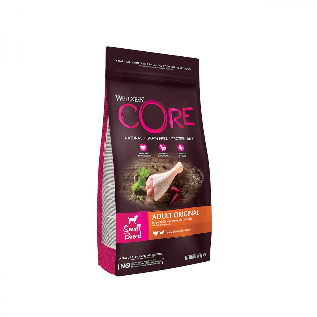 Wellness Core Grain Adult Original Small 1.5kg Ξηρά Τροφή χωρίς Σιτηρά για Ενήλικους Σκύλους Μικρόσωμων Φυλών με Γαλοπούλα και Κοτόπουλο