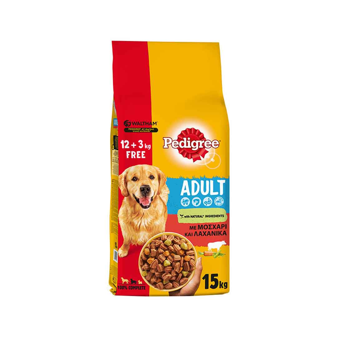 Pedigree 15kg Ξηρά Τροφή Σκύλων με Λαχανικά και Μοσχάρι
