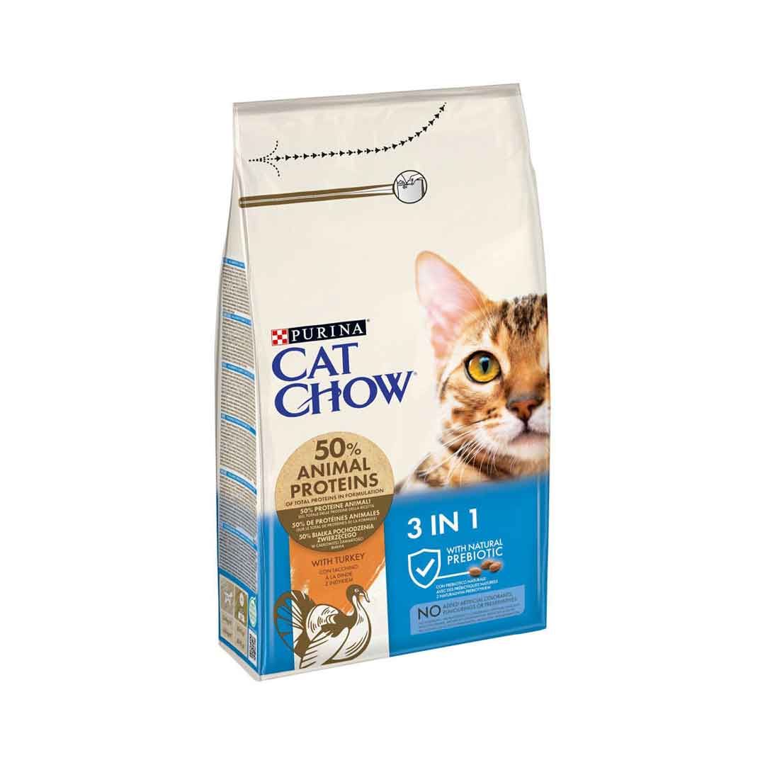 Purina Cat Chow 3in1 Ξηρά Τροφή για Ενήλικες Γάτες με Γαλοπούλα 1.5kg