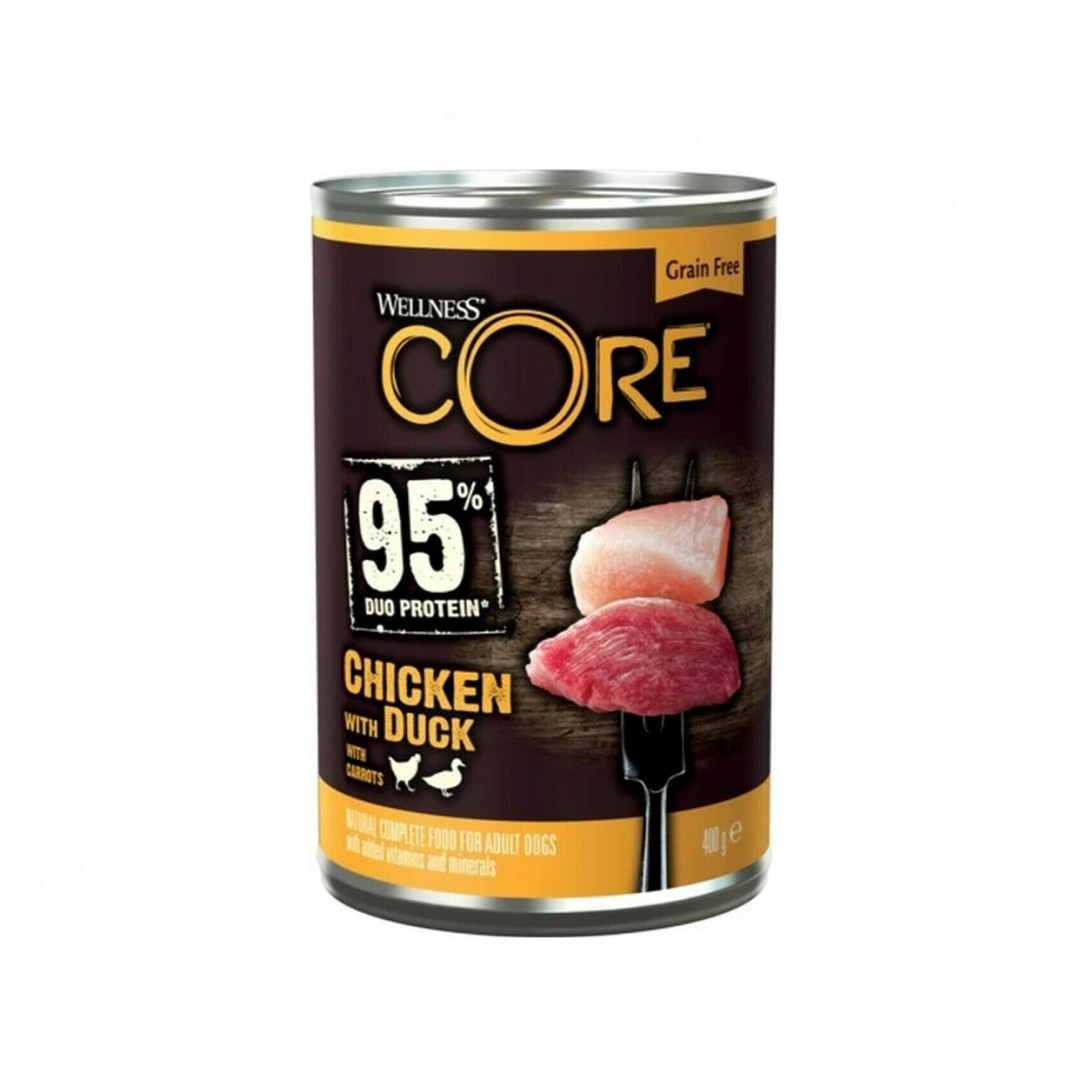 Wellness Core Duo Protein Υγρή Τροφή Σκύλου με Καρότο, Κοτόπουλο και Πάπια χωρίς Σιτηρά σε Κονσέρβα 400γρ.