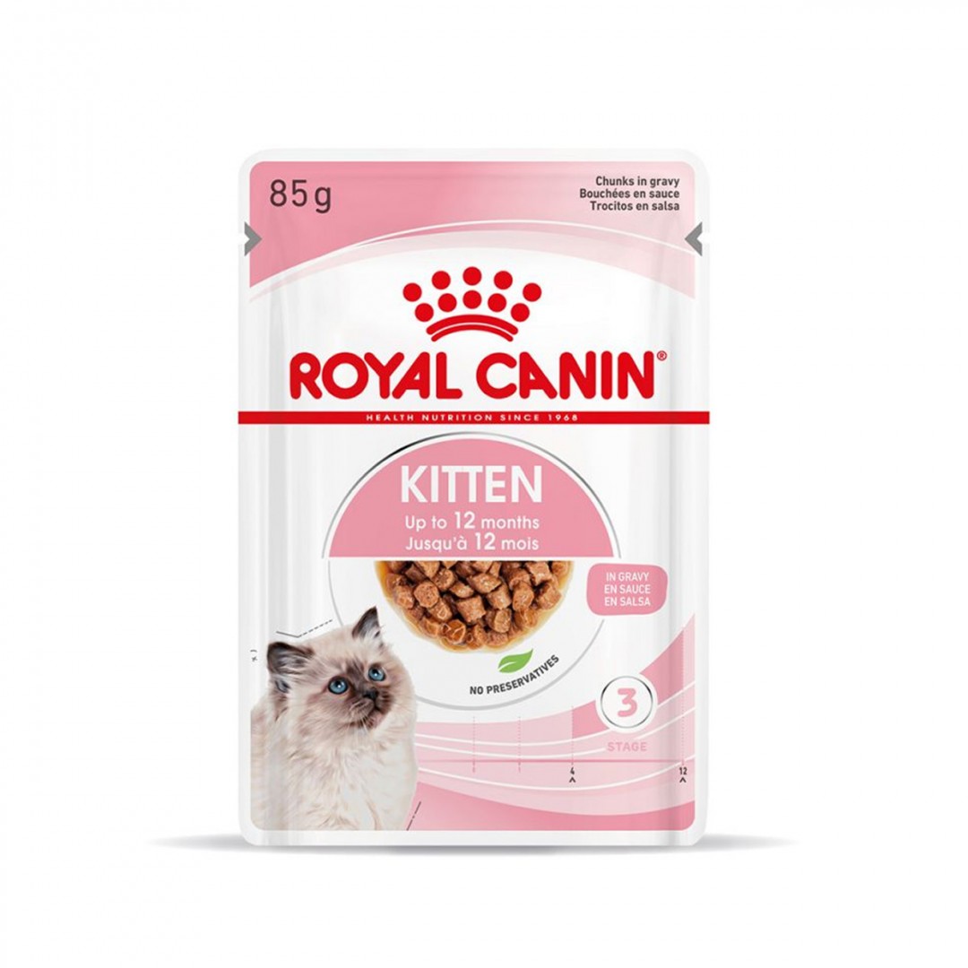Royal Canin Kitten Instinctive In Gravy Για γατάκια σε ψιλοκομμένες φέτες σε σάλτσα 85gr